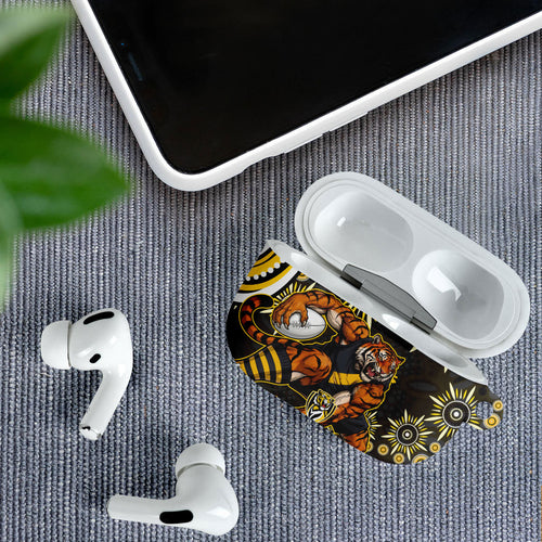 Personalized Richmond Tigers AirPods Case Aboriginal Dot Art - Dreamtime Football Mascot