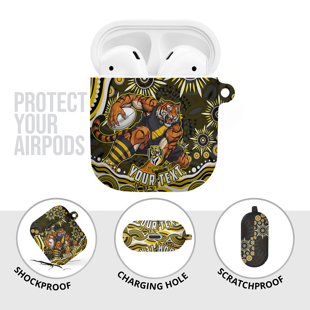 Personalized Richmond Tigers AirPods Case Aboriginal Dot Art - Dreamtime Football Mascot
