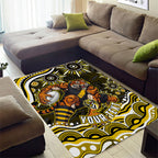 Personalized Richmond Tigers Area Rug Aboriginal Dot Art - Dreamtime Football Mascot