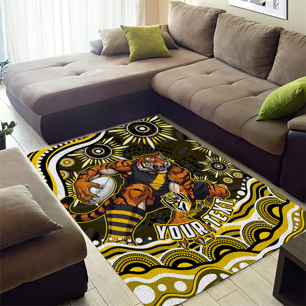 Personalized Richmond Tigers Area Rug Aboriginal Dot Art - Dreamtime Football Mascot
