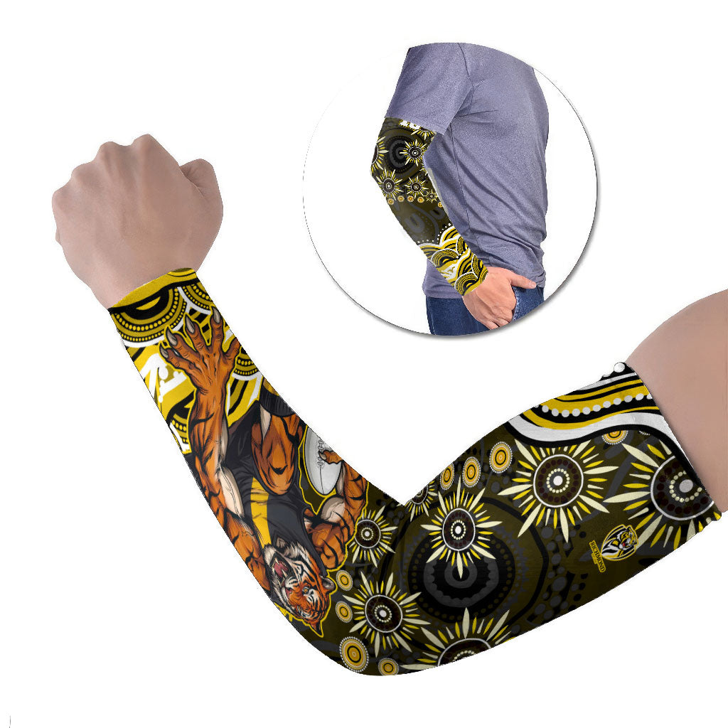 Personalized Richmond Tigers Arm Sleeves Aboriginal Dot Art - Dreamtime Football Mascot