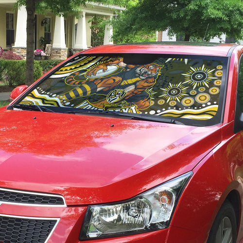 Personalized Richmond Tigers Auto Sun Shade Aboriginal Dot Art - Dreamtime Football Mascot