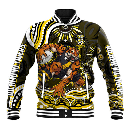 Personalized Richmond Tigers Baseball Jacket Aboriginal Dot Art - Dreamtime Football Mascot