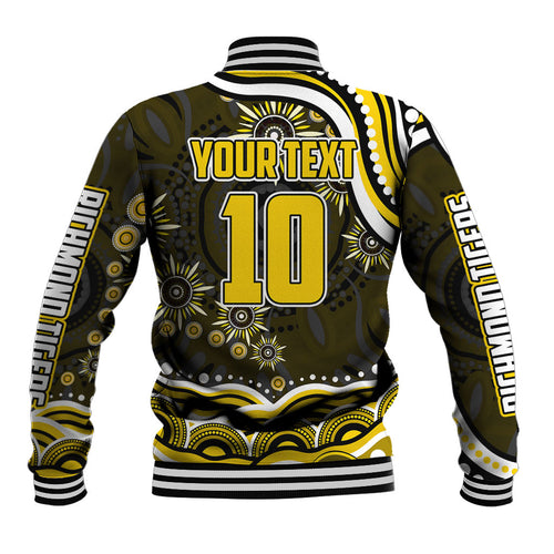 Personalized Richmond Tigers Baseball Jacket Aboriginal Dot Art - Dreamtime Football Mascot