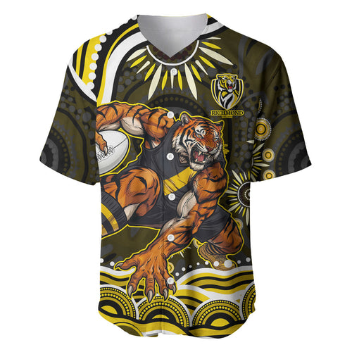 Personalized Richmond Tigers Baseball Jersey Aboriginal Dot Art - Dreamtime Football Mascot