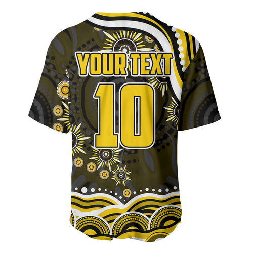 Personalized Richmond Tigers Baseball Jersey Aboriginal Dot Art - Dreamtime Football Mascot