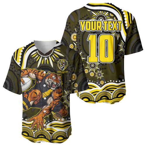 Personalized Richmond Tigers Baseball Jersey Aboriginal Dot Art - Dreamtime Football Mascot