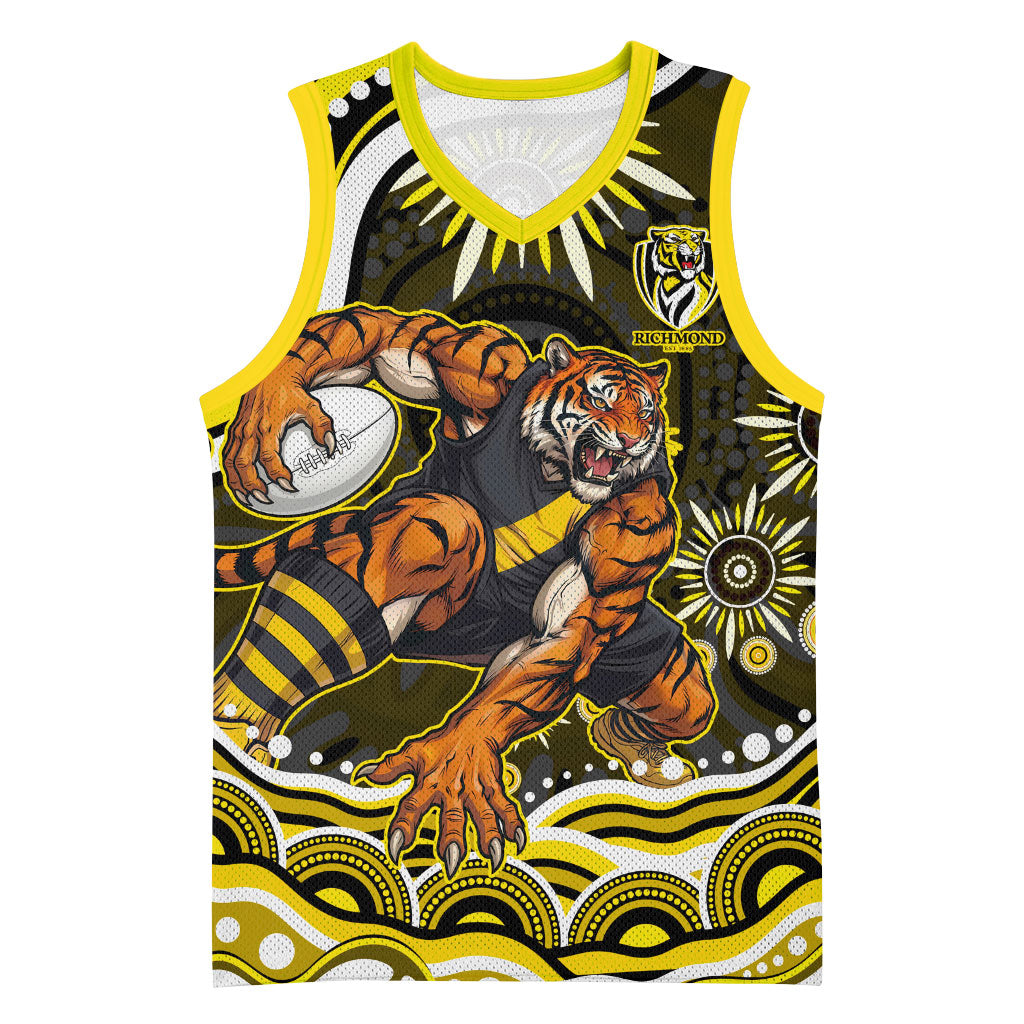 Personalized Richmond Tigers Basketball Jersey Aboriginal Dot Art - Dreamtime Football Mascot