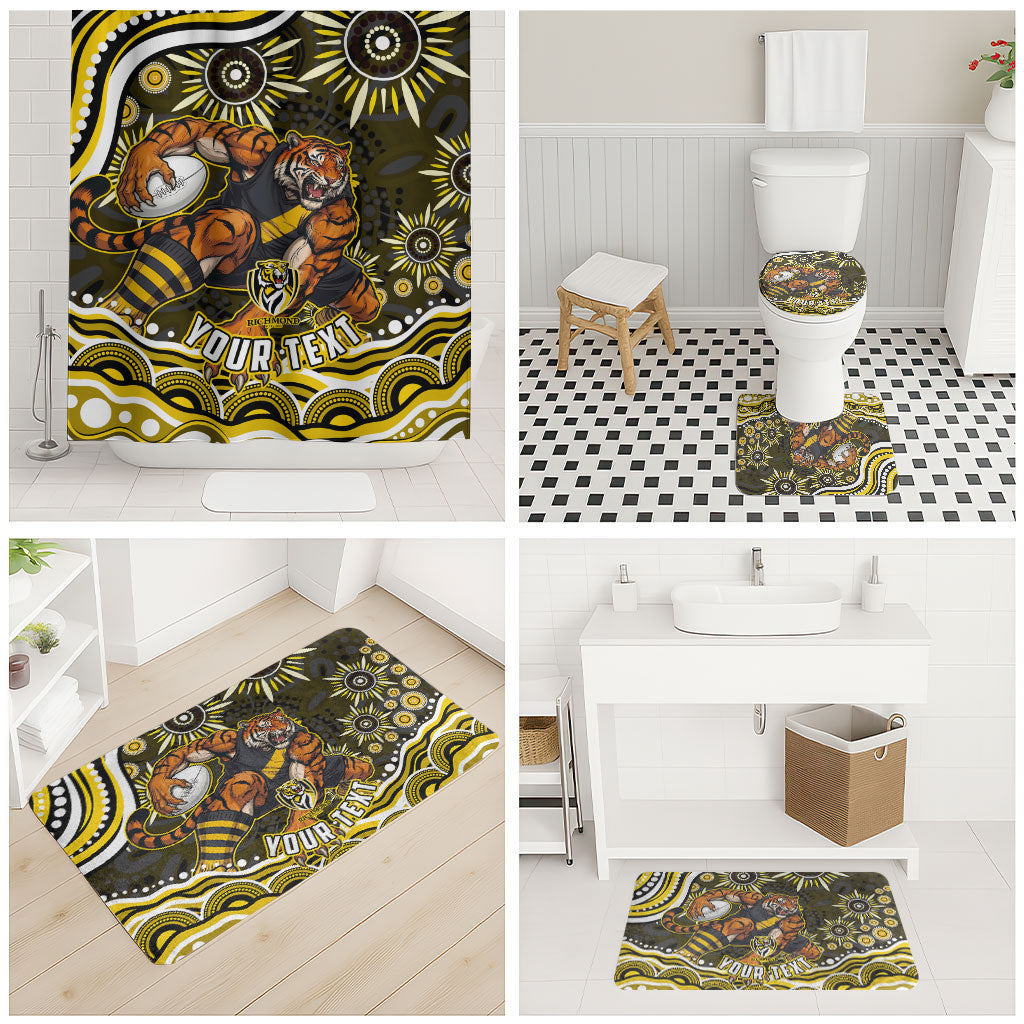 Personalized Richmond Tigers Bathroom Set Aboriginal Dot Art - Dreamtime Football Mascot