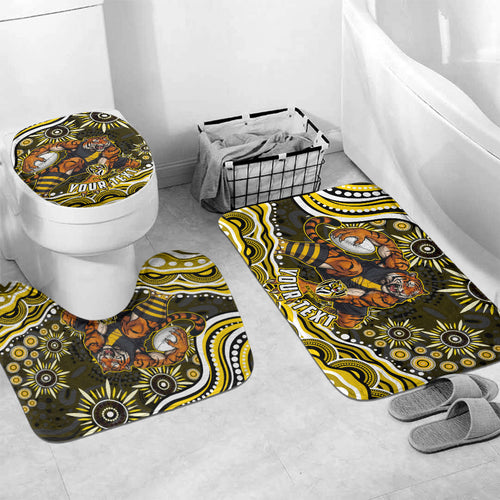Personalized Richmond Tigers Bathroom Set Aboriginal Dot Art - Dreamtime Football Mascot