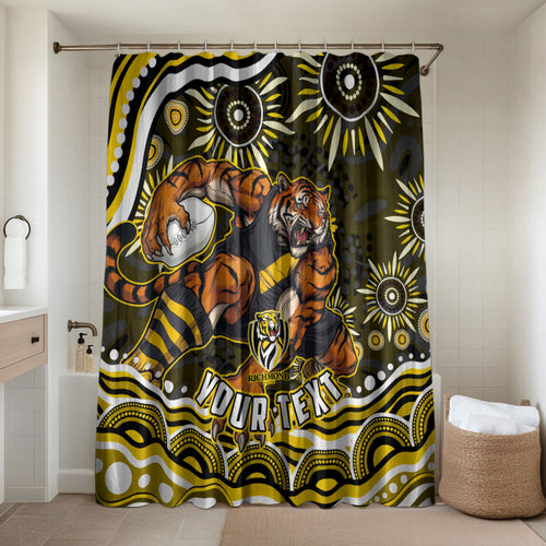 Personalized Richmond Tigers Bathroom Set Aboriginal Dot Art - Dreamtime Football Mascot