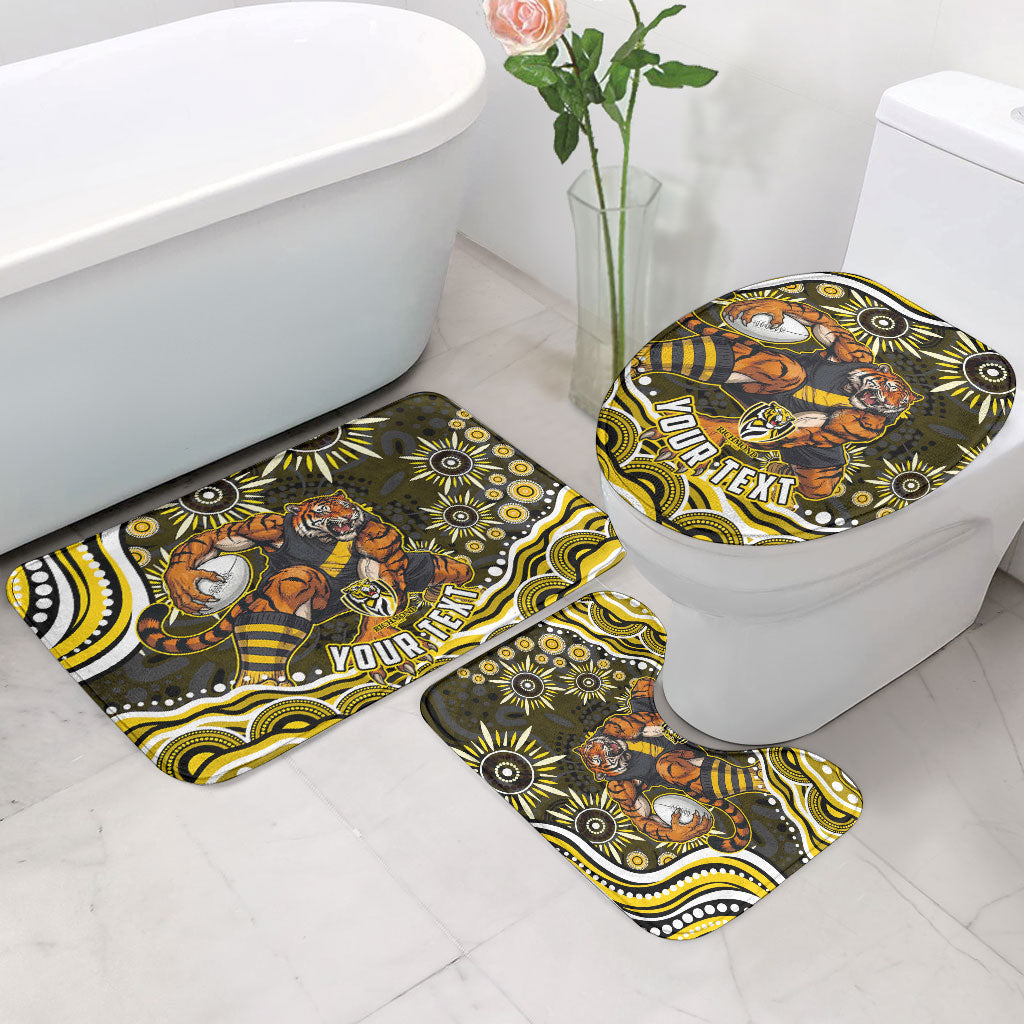 Personalized Richmond Tigers Bathroom Set Aboriginal Dot Art - Dreamtime Football Mascot