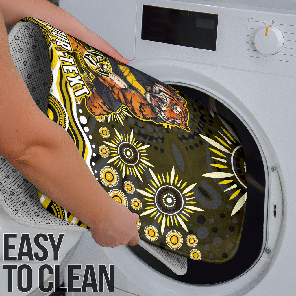 Personalized Richmond Tigers Bathroom Set Aboriginal Dot Art - Dreamtime Football Mascot