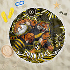 Personalized Richmond Tigers Beach Blanket Aboriginal Dot Art - Dreamtime Football Mascot