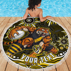 Personalized Richmond Tigers Beach Blanket Aboriginal Dot Art - Dreamtime Football Mascot