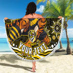 Personalized Richmond Tigers Beach Blanket Aboriginal Dot Art - Dreamtime Football Mascot