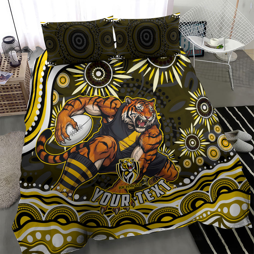 Personalized Richmond Tigers Bedding Set Aboriginal Dot Art - Dreamtime Football Mascot