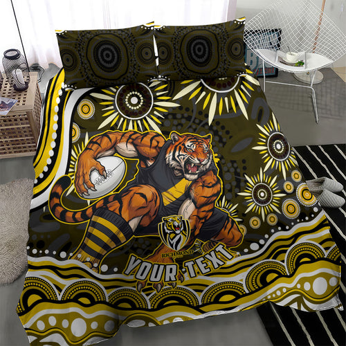 Personalized Richmond Tigers Bedding Set Aboriginal Dot Art - Dreamtime Football Mascot
