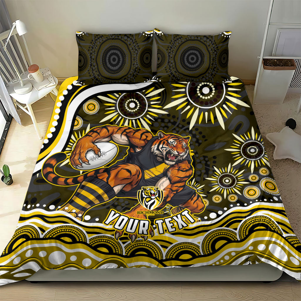Personalized Richmond Tigers Bedding Set Aboriginal Dot Art - Dreamtime Football Mascot