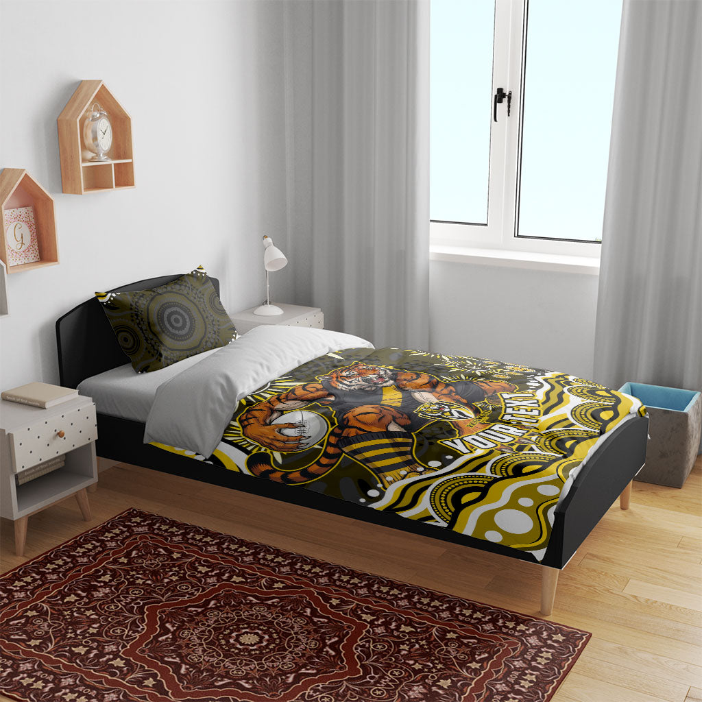 Personalized Richmond Tigers Bedding Set Aboriginal Dot Art - Dreamtime Football Mascot