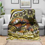 Personalized Richmond Tigers Blanket Aboriginal Dot Art - Dreamtime Football Mascot