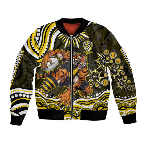 Personalized Richmond Tigers Bomber Jacket Aboriginal Dot Art - Dreamtime Football Mascot