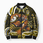 Personalized Richmond Tigers Bomber Puffer Jacket Aboriginal Dot Art - Dreamtime Football Mascot
