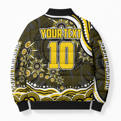 Personalized Richmond Tigers Bomber Puffer Jacket Aboriginal Dot Art - Dreamtime Football Mascot