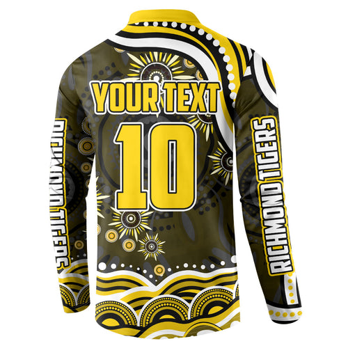 Personalized Richmond Tigers Button Sweatshirt Aboriginal Dot Art - Dreamtime Football Mascot