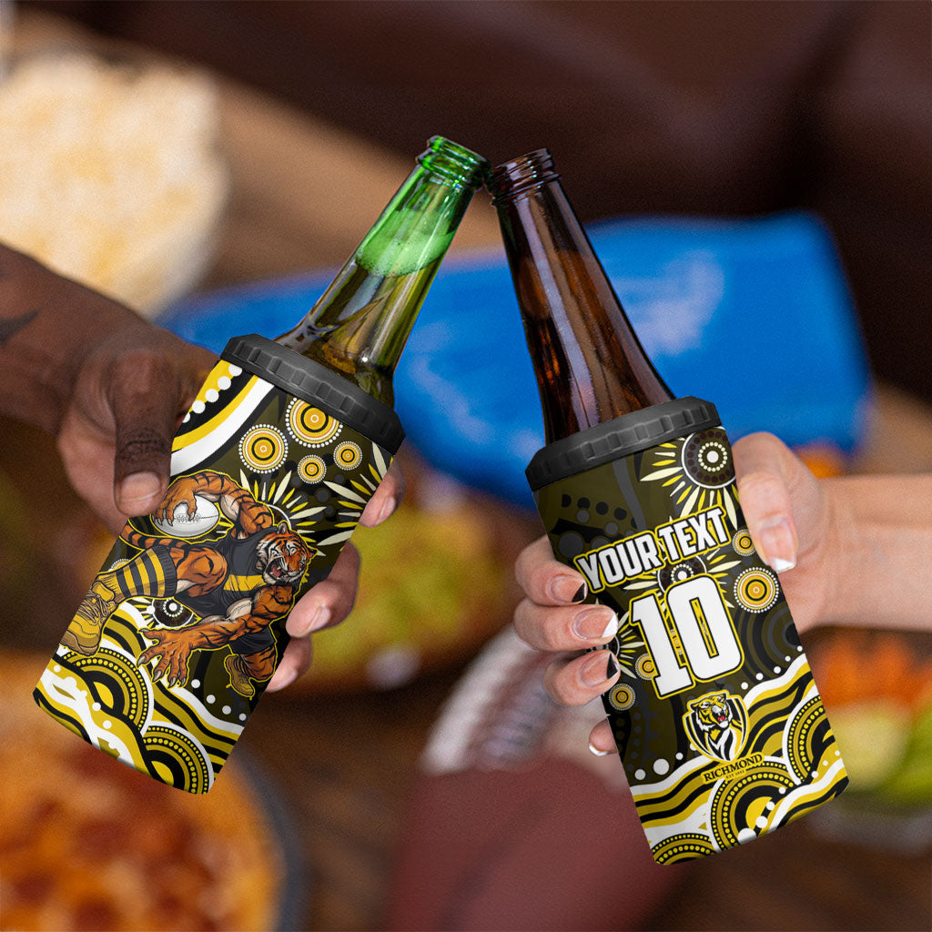 Personalized Richmond Tigers 4 in 1 Can Cooler Tumbler Aboriginal Dot Art - Dreamtime Football Mascot