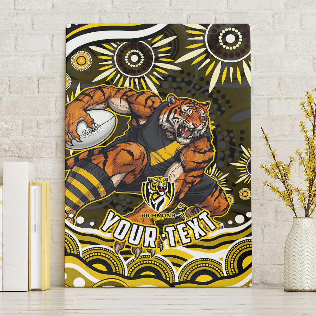 Personalized Richmond Tigers Canvas Wall Art Aboriginal Dot Art - Dreamtime Football Mascot