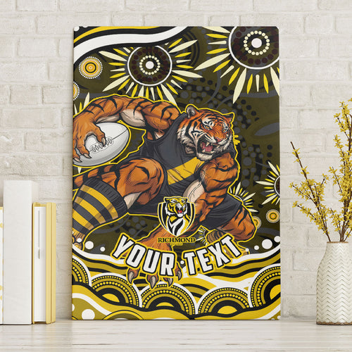 Personalized Richmond Tigers Canvas Wall Art Aboriginal Dot Art - Dreamtime Football Mascot