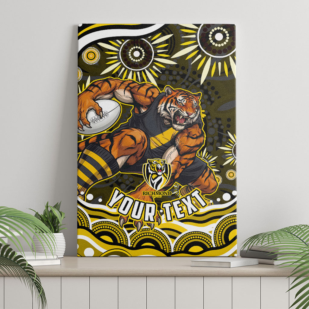 Personalized Richmond Tigers Canvas Wall Art Aboriginal Dot Art - Dreamtime Football Mascot