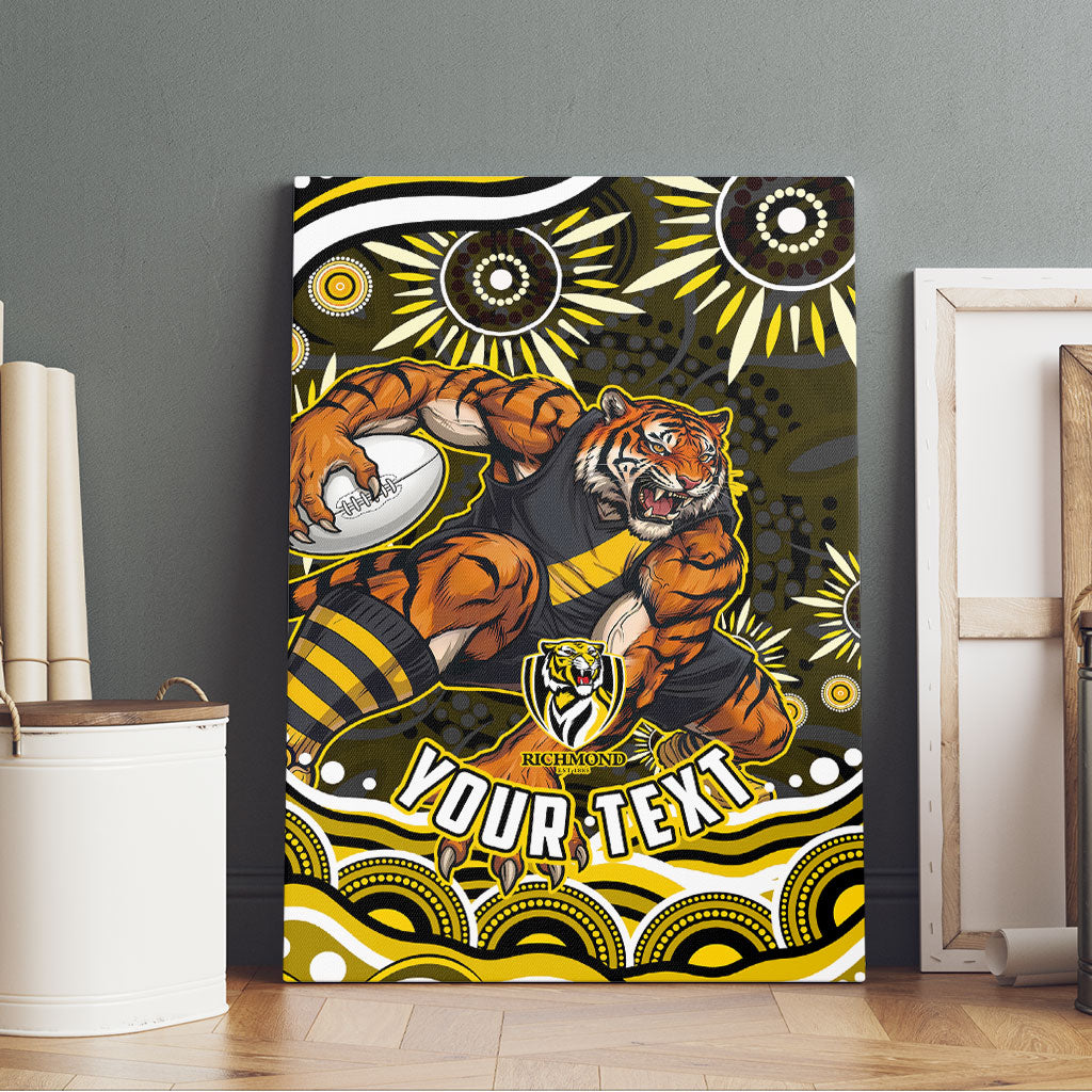 Personalized Richmond Tigers Canvas Wall Art Aboriginal Dot Art - Dreamtime Football Mascot