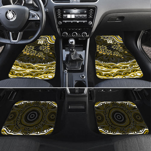 Personalized Richmond Tigers Car Mats Aboriginal Dot Art - Dreamtime Football Mascot