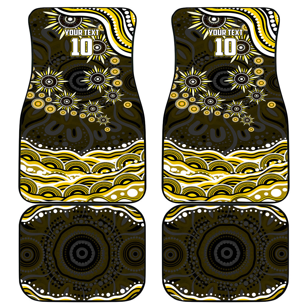 Personalized Richmond Tigers Car Mats Aboriginal Dot Art - Dreamtime Football Mascot
