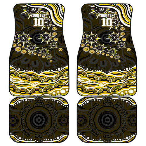 Personalized Richmond Tigers Car Mats Aboriginal Dot Art - Dreamtime Football Mascot