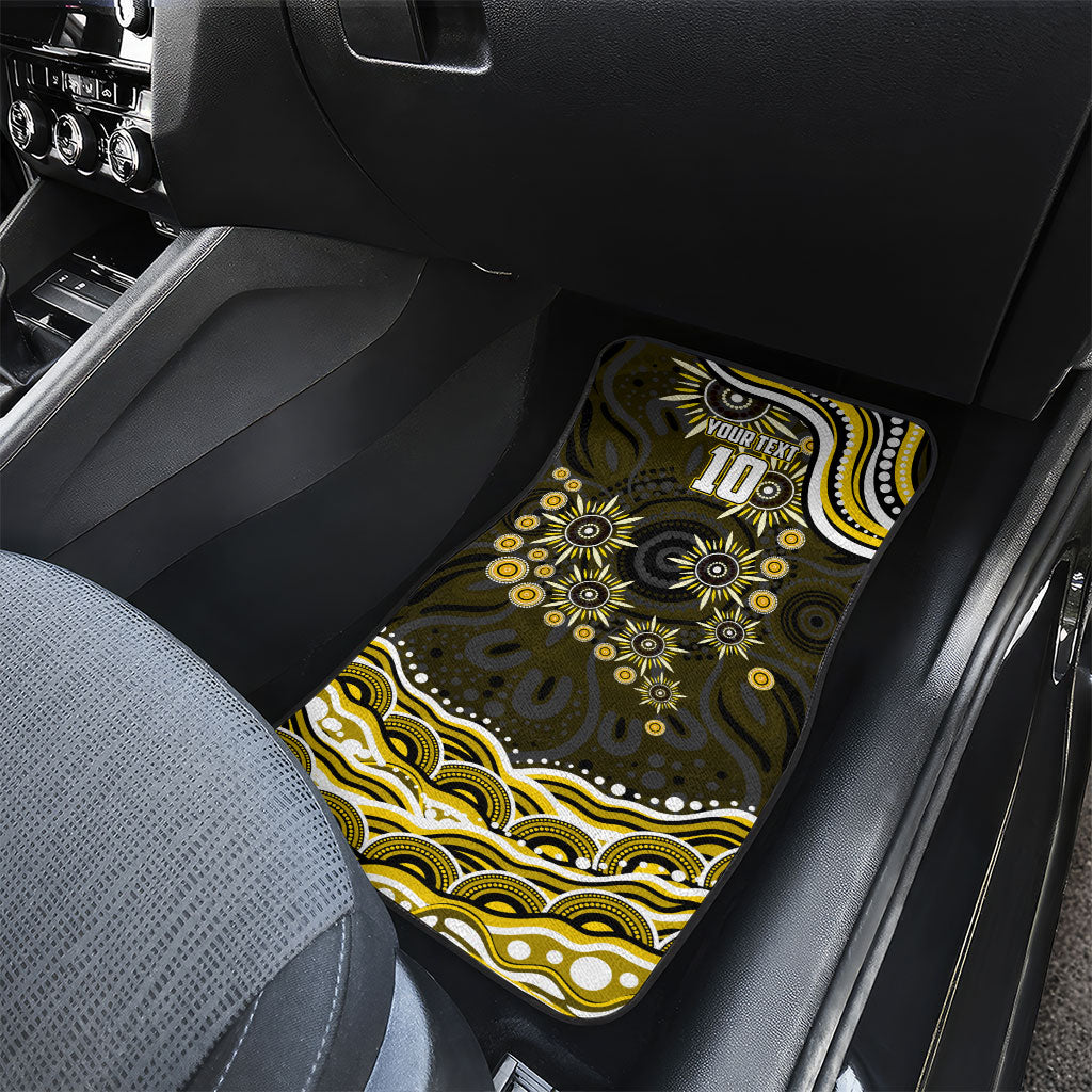 Personalized Richmond Tigers Car Mats Aboriginal Dot Art - Dreamtime Football Mascot