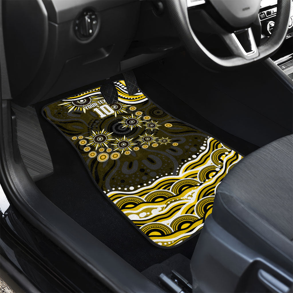 Personalized Richmond Tigers Car Mats Aboriginal Dot Art - Dreamtime Football Mascot