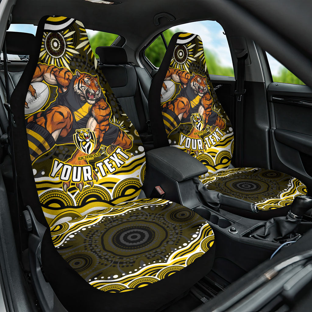 Personalized Richmond Tigers Car Seat Cover Aboriginal Dot Art - Dreamtime Football Mascot