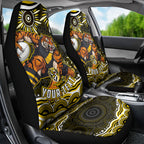 Personalized Richmond Tigers Car Seat Cover Aboriginal Dot Art - Dreamtime Football Mascot