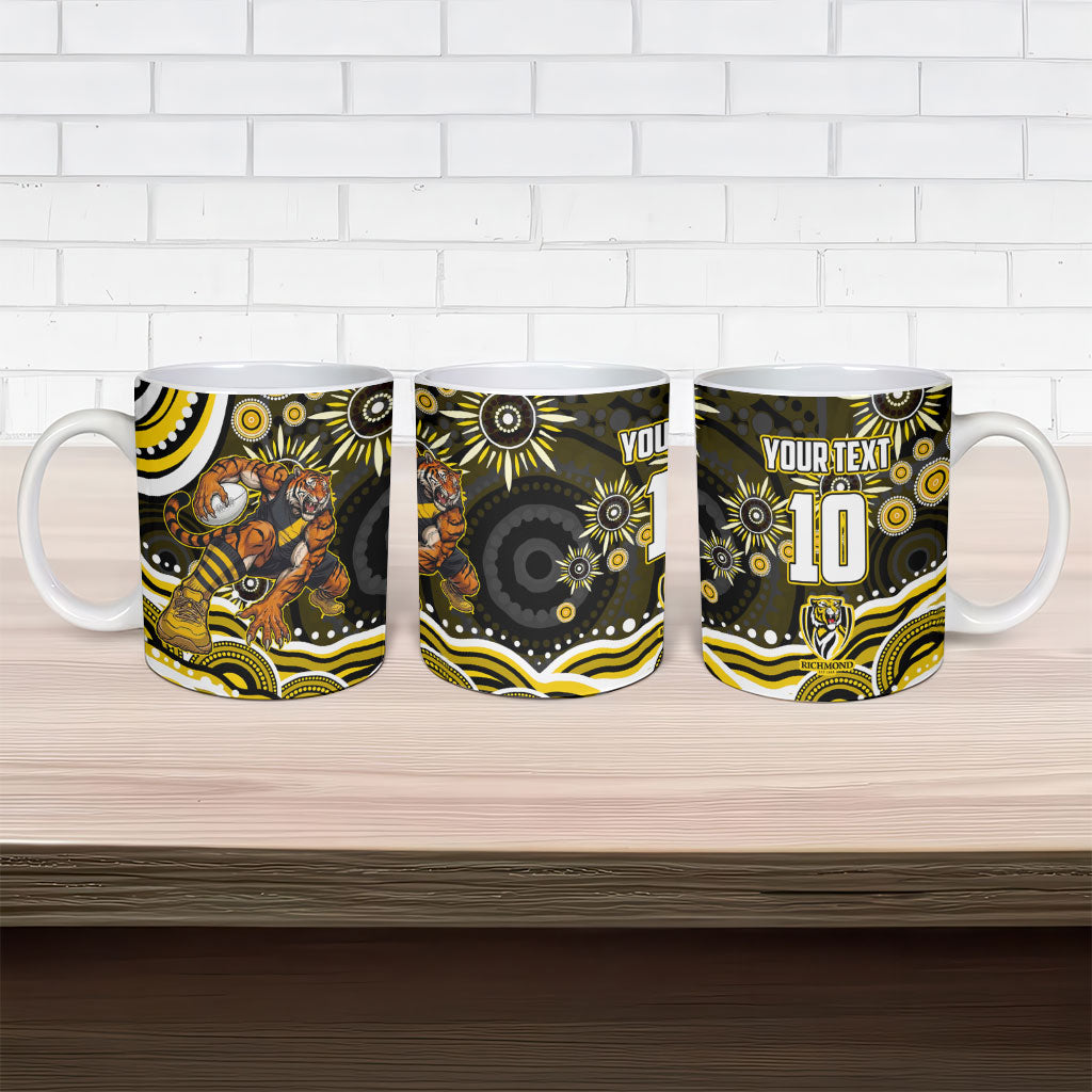 Personalized Richmond Tigers Ceramic Mug Aboriginal Dot Art - Dreamtime Football Mascot