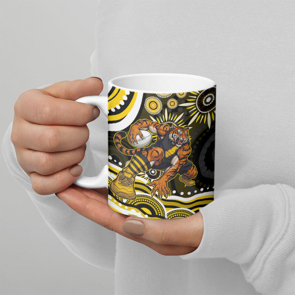Personalized Richmond Tigers Ceramic Mug Aboriginal Dot Art - Dreamtime Football Mascot