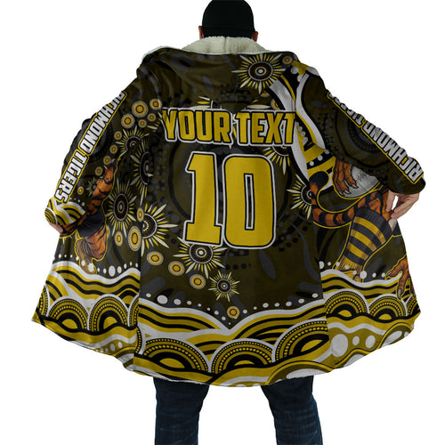 Personalized Richmond Tigers Cloak Aboriginal Dot Art - Dreamtime Football Mascot