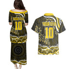 Personalized Richmond Tigers Couples Matching Puletasi and Hawaiian Shirt Aboriginal Dot Art - Dreamtime Football Mascot