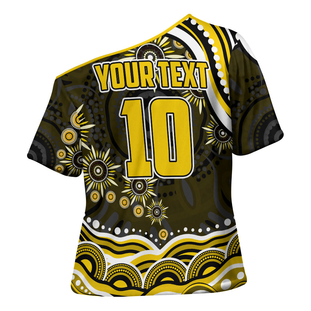 Personalized Richmond Tigers Cross Shoulder Shirt Aboriginal Dot Art - Dreamtime Football Mascot