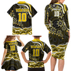 Personalized Richmond Tigers Family Matching Long Sleeve Bodycon Dress and Hawaiian Shirt Aboriginal Dot Art - Dreamtime Football Mascot
