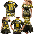 Personalized Richmond Tigers Family Matching Mermaid Dress and Hawaiian Shirt Aboriginal Dot Art - Dreamtime Football Mascot