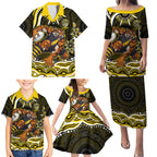 Personalized Richmond Tigers Family Matching Puletasi and Hawaiian Shirt Aboriginal Dot Art - Dreamtime Football Mascot