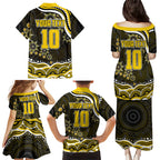 Personalized Richmond Tigers Family Matching Puletasi and Hawaiian Shirt Aboriginal Dot Art - Dreamtime Football Mascot